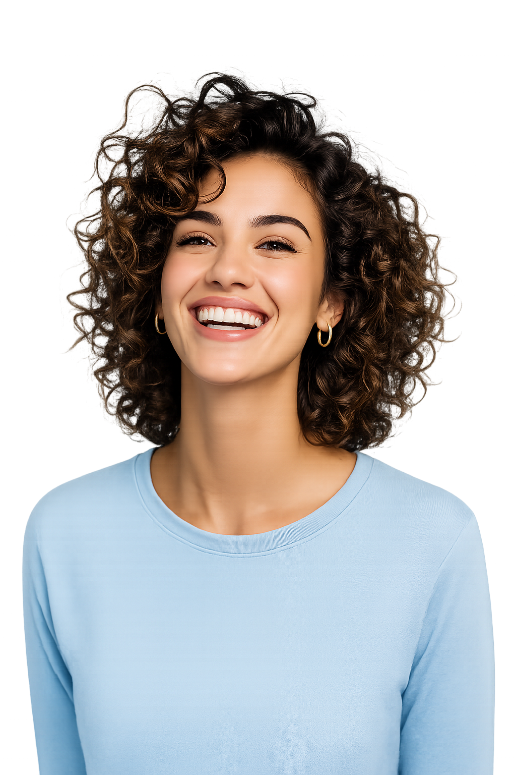 Happy Patient Smiling with Perfect Teeth after orthodontic cosmetic treatment